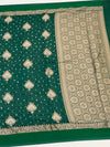 Chanderi Silk Bandhani Saree Bottle-Green In Colour