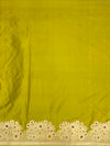 Vibrant Chartreuse Green Mashru Silk Saree with Meenakari Floral Border
