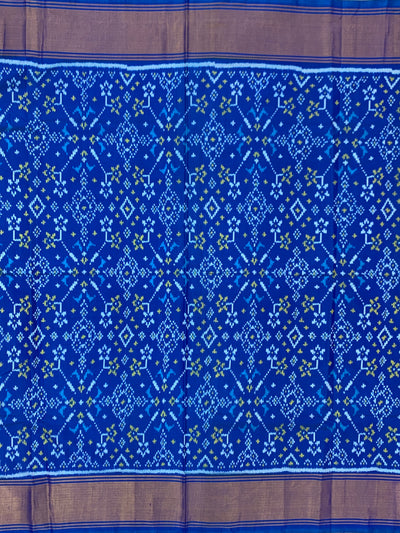 Regal Royal Blue Rajkot Patola Silk Saree with Traditional Ikat Weave