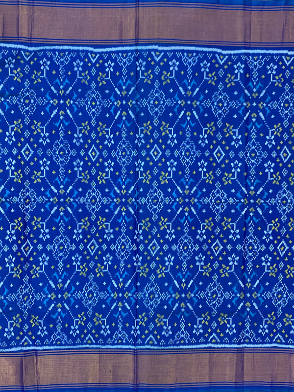 Regal Royal Blue Rajkot Patola Silk Saree with Traditional Ikat Weave