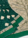 Chanderi Silk Bandhani Saree Bottle-Green In Colour