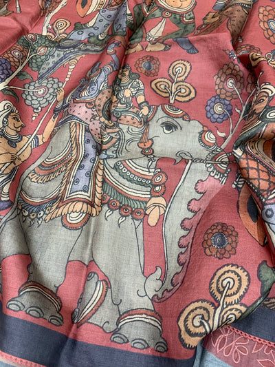 Printed Tussore Kalamkari Saree