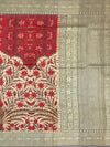 Botanical Print Tussore Georgette Saree with Zari Brocade Pallu