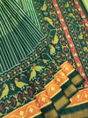 Exquisite Mint & Deep Green Striped Rajkot Patola Silk Saree