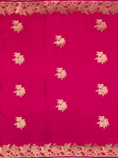 Majestic Rani Pink Mashru Silk Saree with Woven Avian Motifs