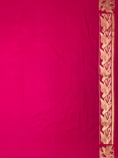 Majestic Rani Pink Mashru Silk Saree with Woven Avian Motifs