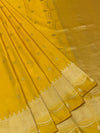 Sunflower Yellow Mashru Silk Saree with Scalloped Tassel Border