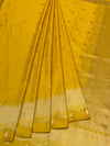 Sunflower Yellow Mashru Silk Saree with Scalloped Tassel Border