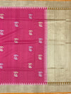 Rose Pink Tussore Georgette Saree with Floral Bootis, Muted Gold Tissue Pallu & Contrast Mustard Blouse