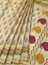 Contemporary Cream & Magenta Rajkot Patola Silk Saree