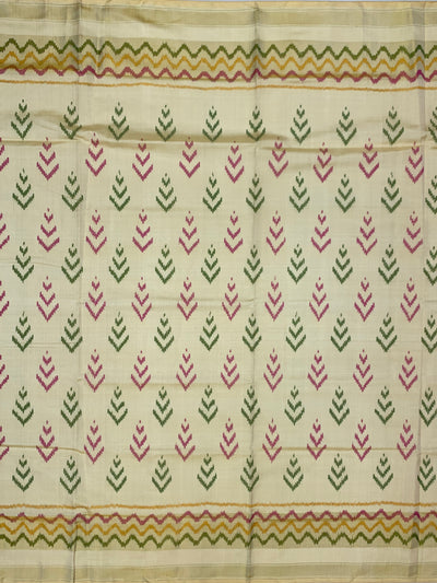 Contemporary Cream & Magenta Rajkot Patola Silk Saree