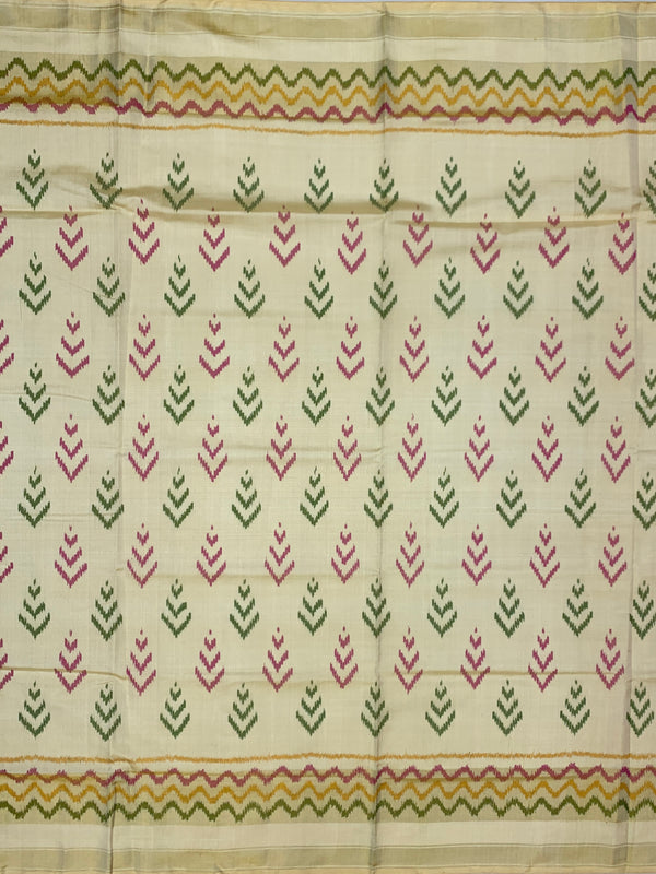 Contemporary Cream & Magenta Rajkot Patola Silk Saree
