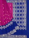 Elegant Magenta and Royal Blue Tussore Georgette Saree