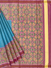 Striking Cerulean Blue & Magenta Rajkot Patola Silk Saree