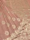 Dusty Rose Mashru Silk Saree with Mughal Arch Motifs & Zari Pallu