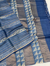 Tussore Printed Saree Blue In Colour