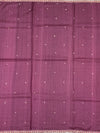 Deep Plum Tussore Silk Saree with Botanical Floral Embroidery & Contrast Rani Pink Blouse