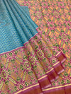 Striking Cerulean Blue & Magenta Rajkot Patola Silk Saree