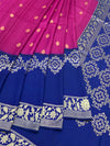 Elegant Magenta and Royal Blue Tussore Georgette Saree