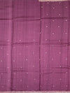 Deep Plum Tussore Silk Saree with Botanical Floral Embroidery & Contrast Rani Pink Blouse