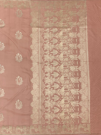 Dusty Rose Mashru Silk Saree with Mughal Arch Motifs & Zari Pallu