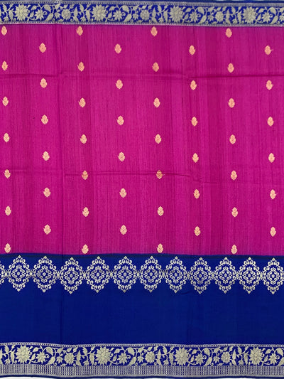 Elegant Magenta and Royal Blue Tussore Georgette Saree