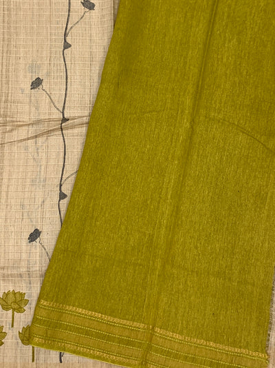 Tussore Printed Saree Cream In Colour