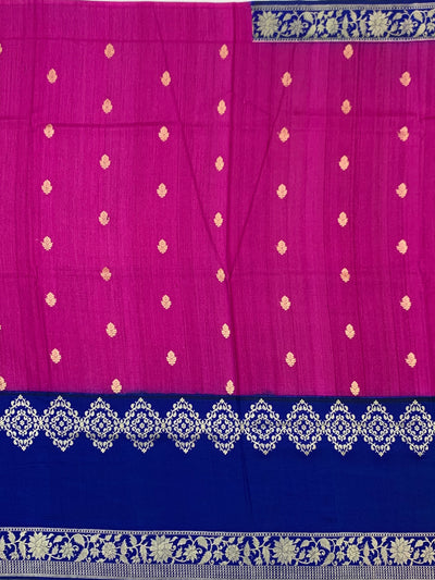 Elegant Magenta and Royal Blue Tussore Georgette Saree