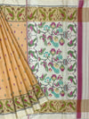 Pastel Peach & Off-White Rajkot Patola Silk Saree with Traditional Motifs