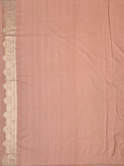 Dusty Rose Mashru Silk Saree with Mughal Arch Motifs & Zari Pallu