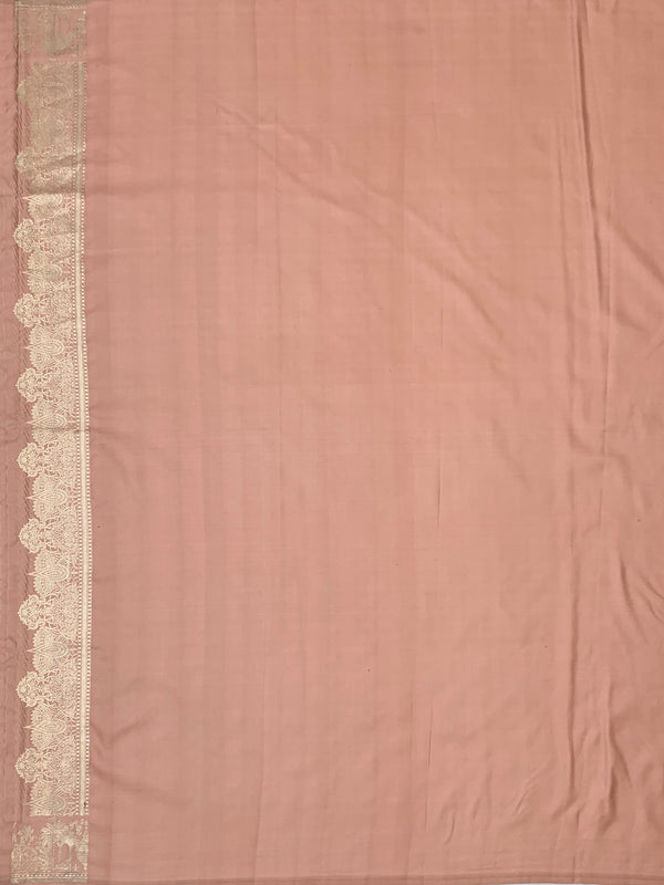 Dusty Rose Mashru Silk Saree with Mughal Arch Motifs & Zari Pallu
