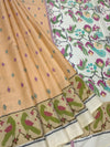 Pastel Peach & Off-White Rajkot Patola Silk Saree with Traditional Motifs