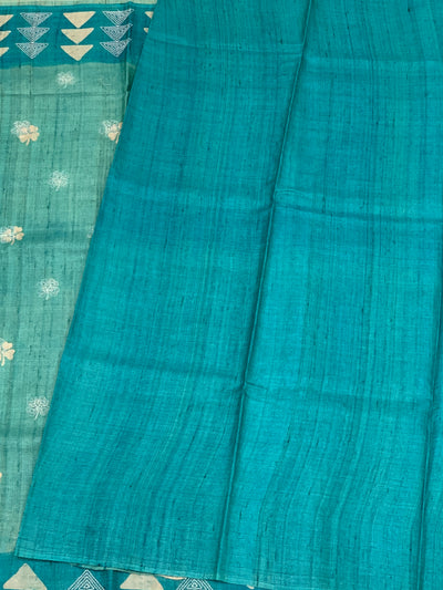 Tussar Silk Saree with Kantha Embroidery Work