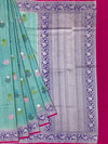 Exquisite Aqua Blue Tussore Georgette Saree