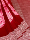 Radiant Crimson Red Mashru Silk Saree with Shibori Work & Bandhani Blouse