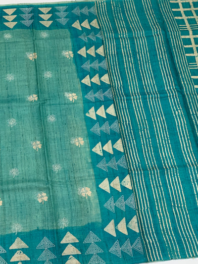 Tussar Silk Saree with Kantha Embroidery Work