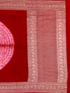 Radiant Crimson Red Mashru Silk Saree with Shibori Work & Bandhani Blouse