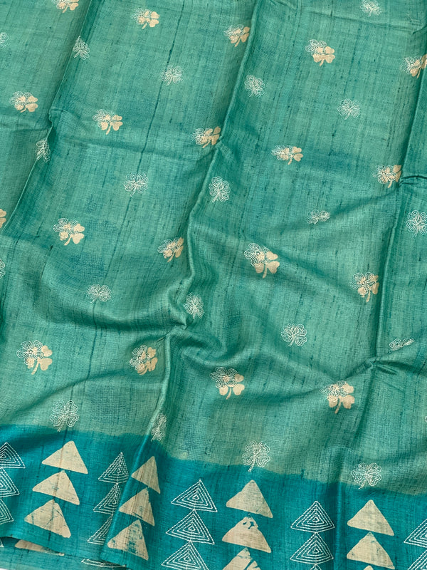 Tussar Silk Saree with Kantha Embroidery Work