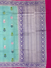 Exquisite Aqua Blue Tussore Georgette Saree