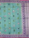 Exquisite Aqua Blue Tussore Georgette Saree