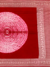 Radiant Crimson Red Mashru Silk Saree with Shibori Work & Bandhani Blouse