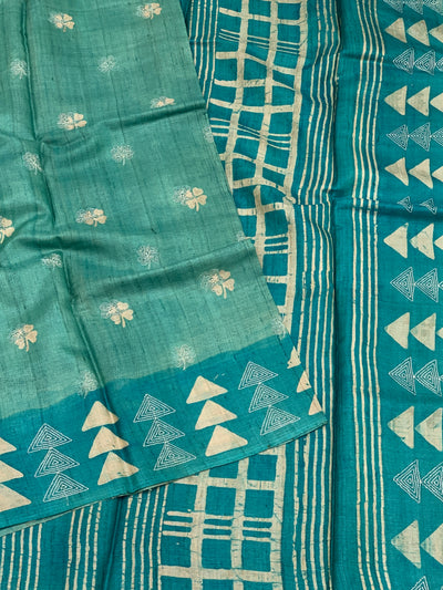 Tussar Silk Saree with Kantha Embroidery Work