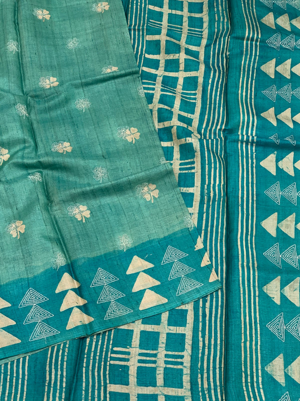 Tussar Silk Saree with Kantha Embroidery Work