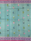 Exquisite Aqua Blue Tussore Georgette Saree