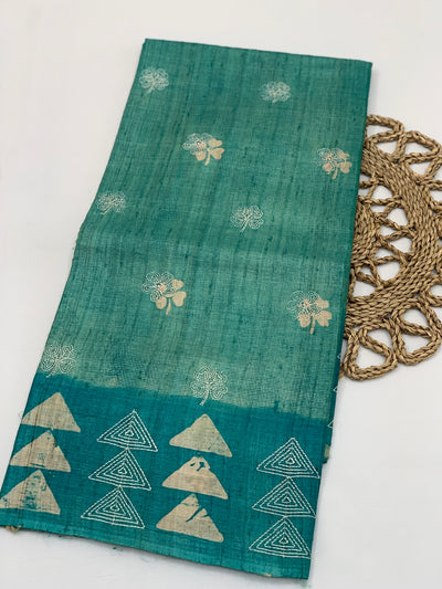 Tussar Silk Saree with Kantha Embroidery Work