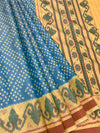Sky Blue & Mustard Yellow Rajkot Patola Silk Saree