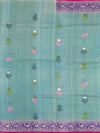 Exquisite Aqua Blue Tussore Georgette Saree