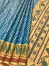 Sky Blue & Mustard Yellow Rajkot Patola Silk Saree