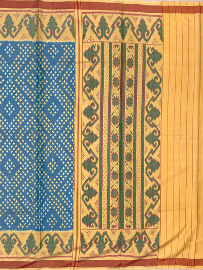 Sky Blue & Mustard Yellow Rajkot Patola Silk Saree