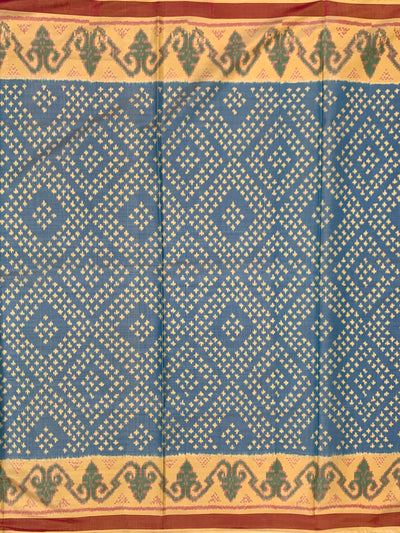 Sky Blue & Mustard Yellow Rajkot Patola Silk Saree